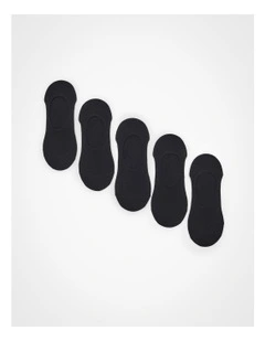 Black Bamboo No Show Socks 5 Pack in Black
