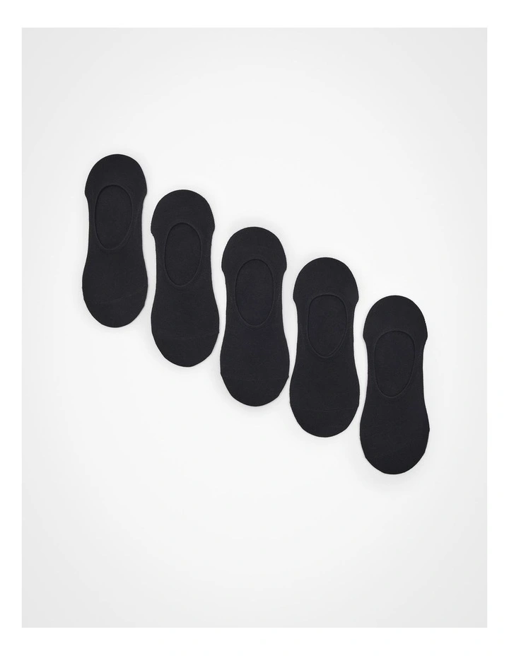 Black Bamboo No Show Socks 5 Pack in Black image 1