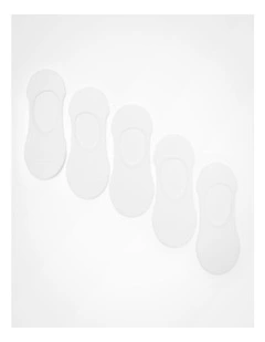 White Bamboo No Show Socks 5 Pack in White