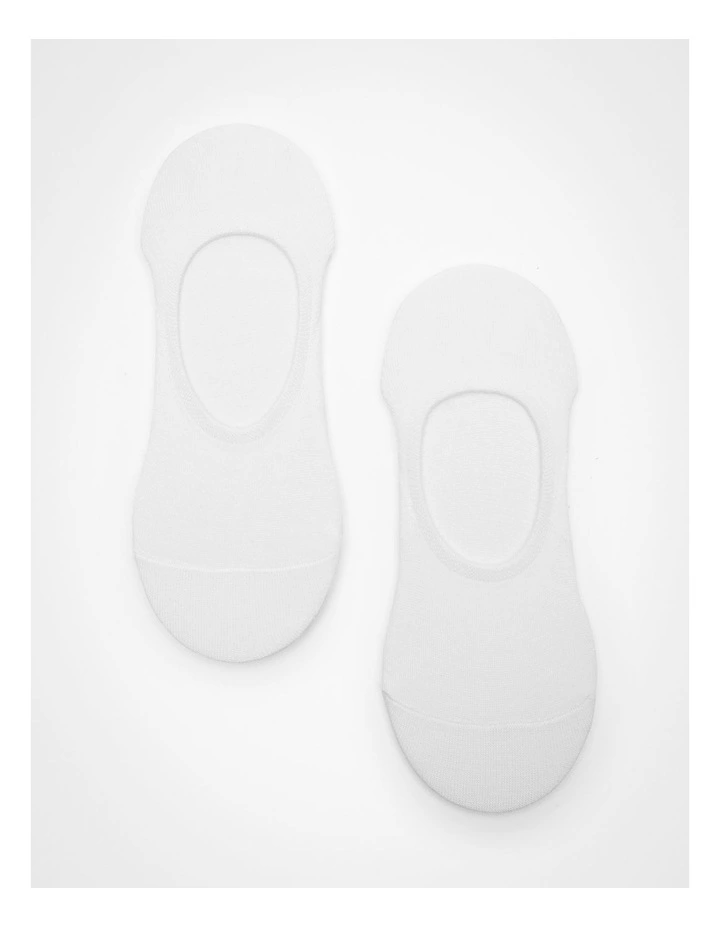 White Bamboo No Show Socks 5 Pack in White image 2