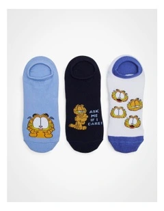 Garfield Cotton Ankle Socks 3 Pack in Multi