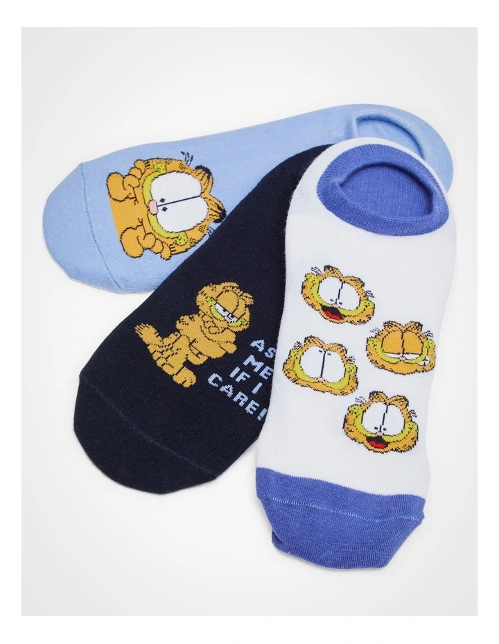 Garfield Cotton Ankle Socks 3 Pack in Multi image 2