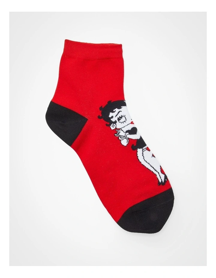3Pk Betty Boop Cotton Socks in Multi image 4