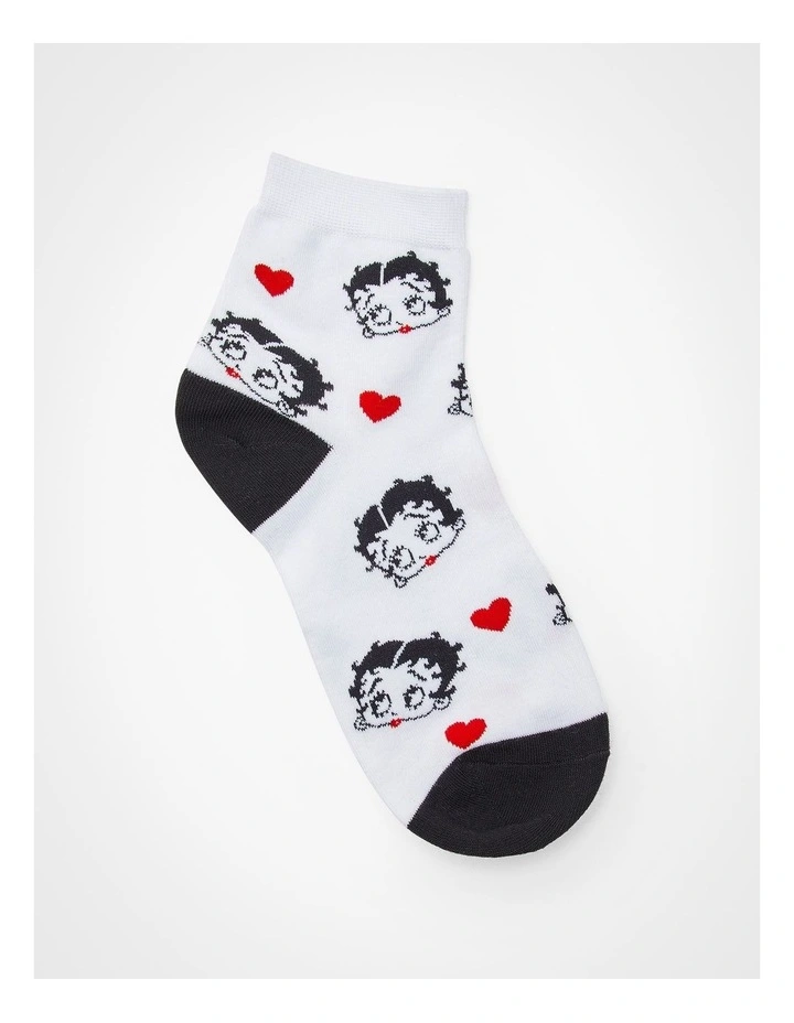 3Pk Betty Boop Cotton Socks in Multi image 5