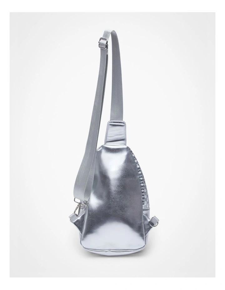 Woven Xbody Sling Bag in Silver image 2