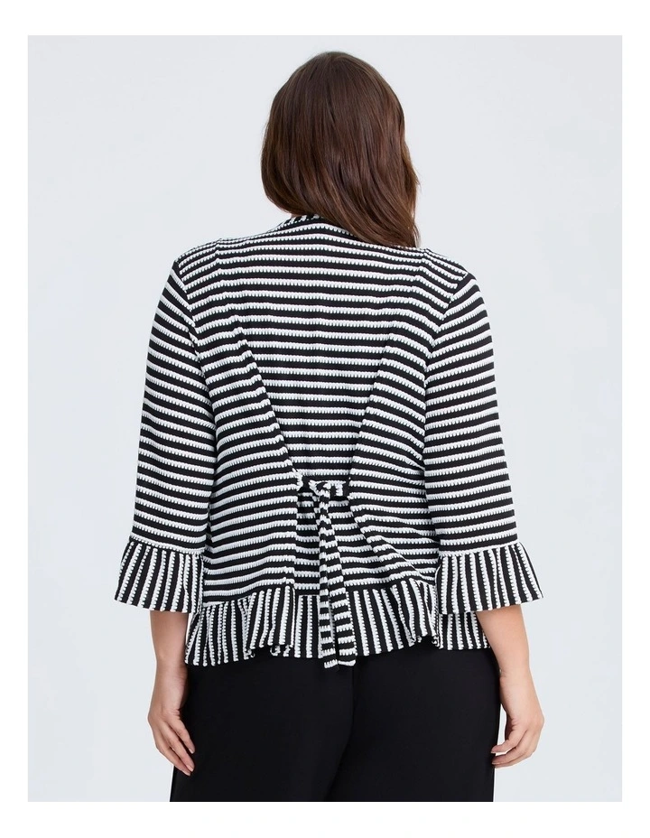 Ruffle Detail Cardigan Black/white Stripe image 2