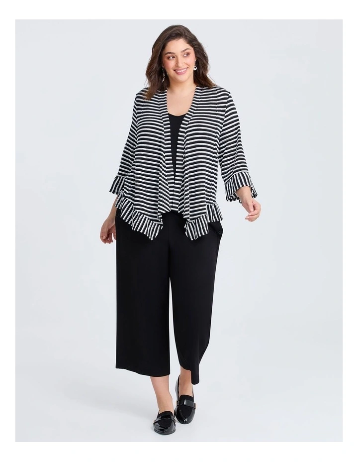 Ruffle Detail Cardigan Black/white Stripe image 3