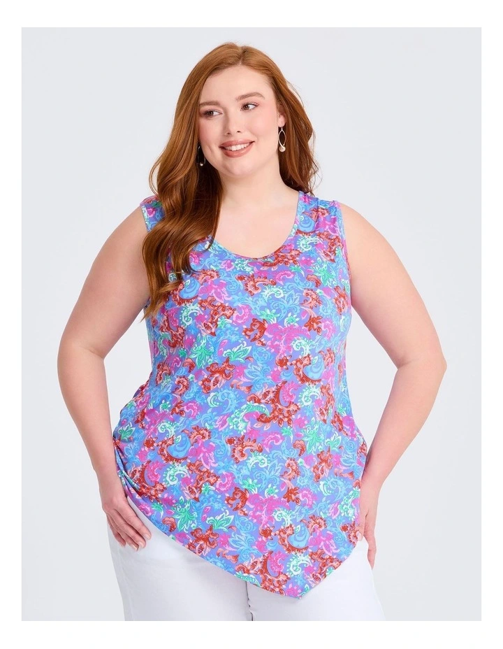 Printed Mix Media Tank in Multi image 1