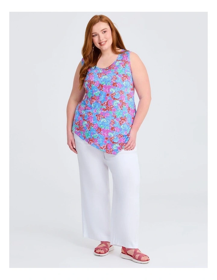 Printed Mix Media Tank in Multi image 3