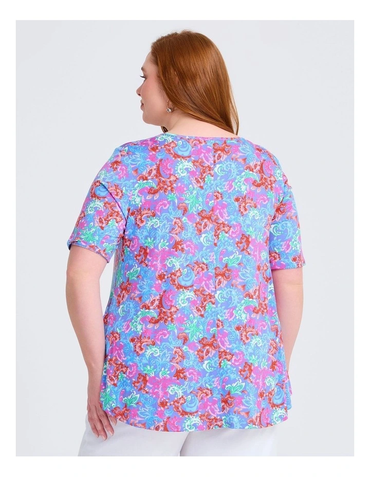 Printed Pintuck Top in Multi image 2