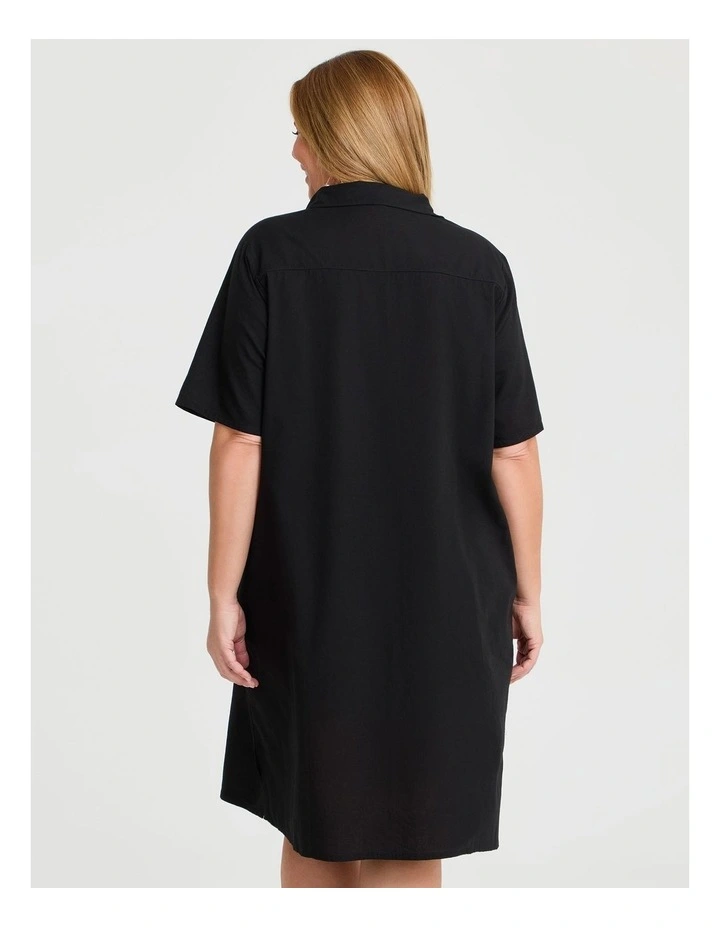 Cotton Linen Utility Dress Black image 2