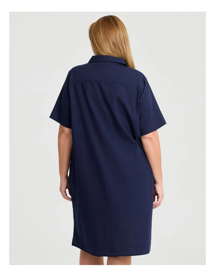 Cotton Linen Utility Dress Dark Indigo image 2