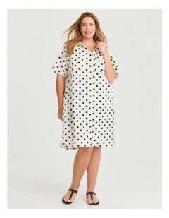 Cotton Linen Utility Dress Spot