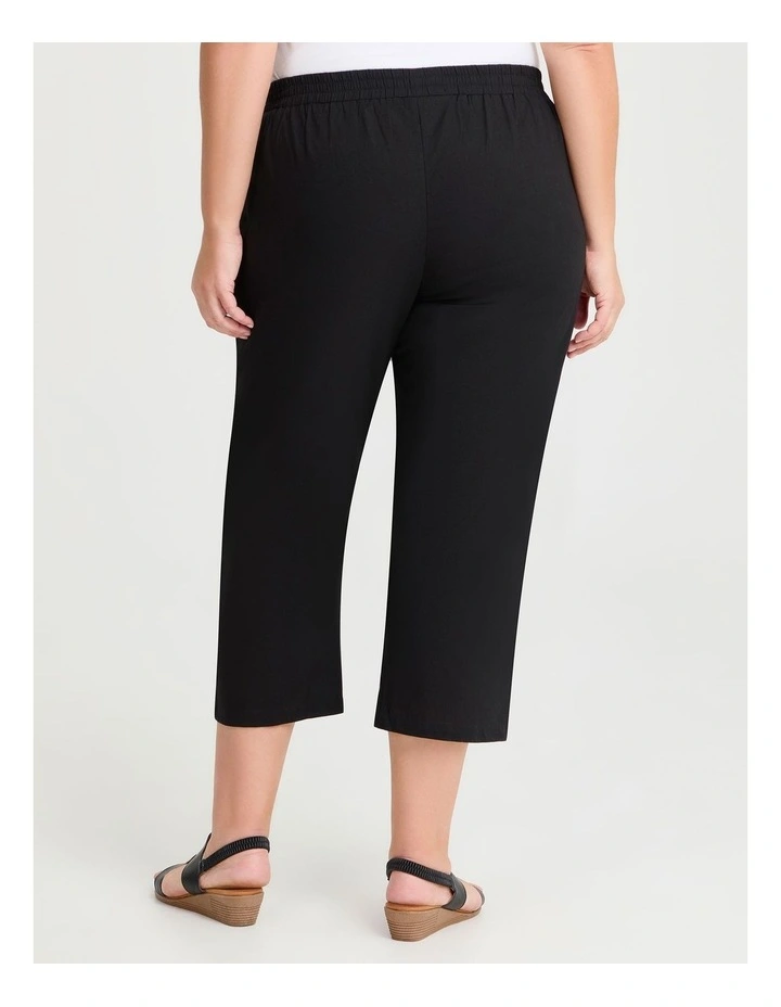 Cotton Linen Wide Leg Pant in Black image 2