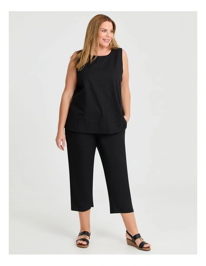 Cotton Linen Wide Leg Pant in Black image 3