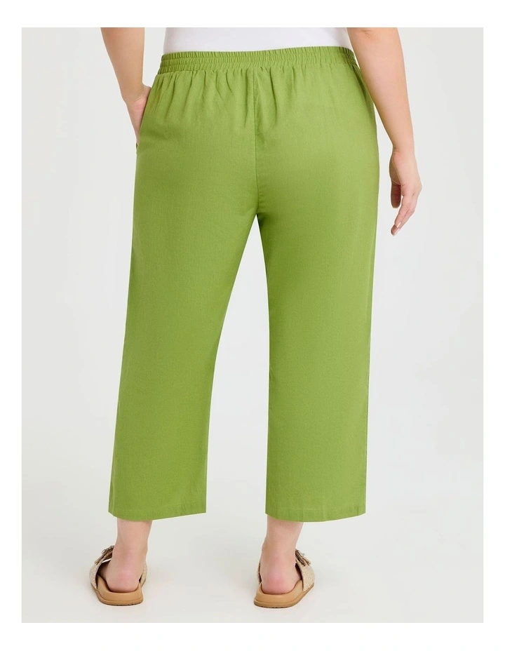 Cotton Linen Crop Pant in Apple Green image 2