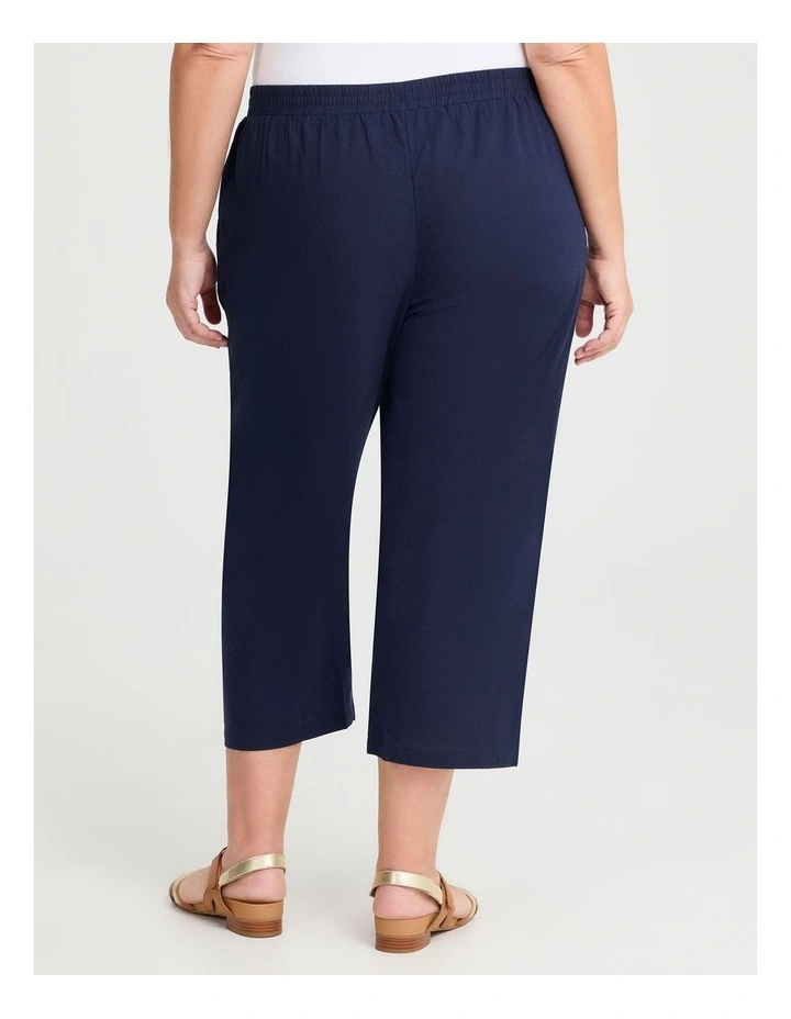 Cotton Linen Wide Leg Pant in Dark Indigo image 2