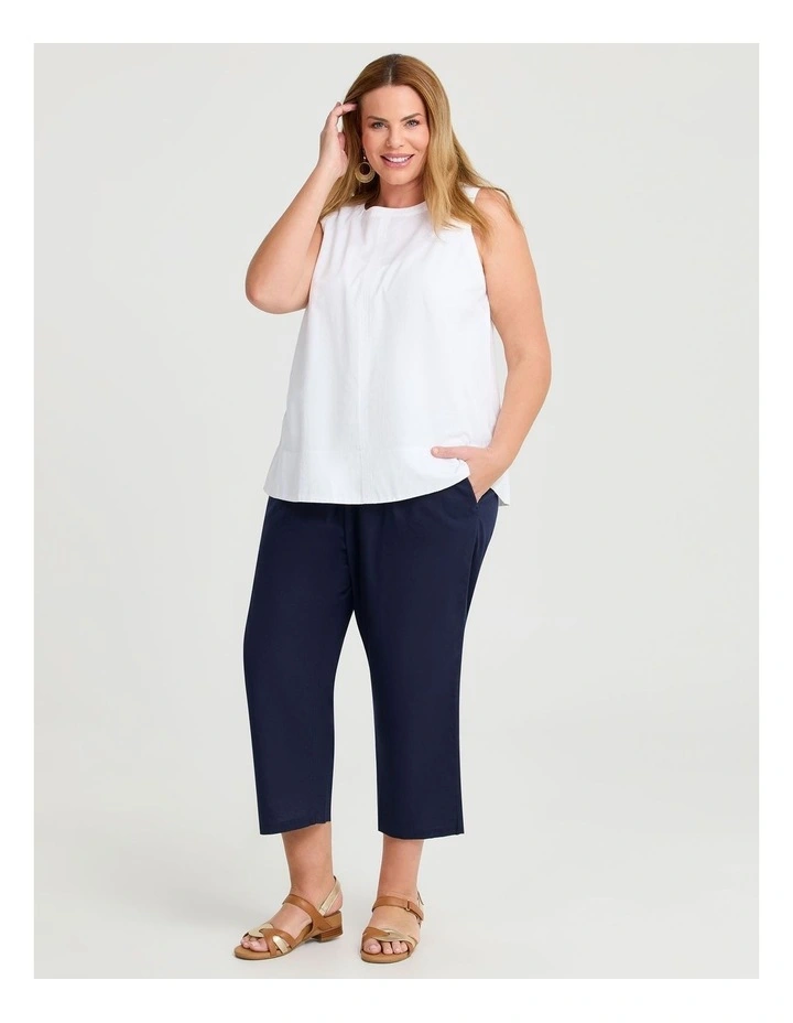 Cotton Linen Wide Leg Pant in Dark Indigo image 3