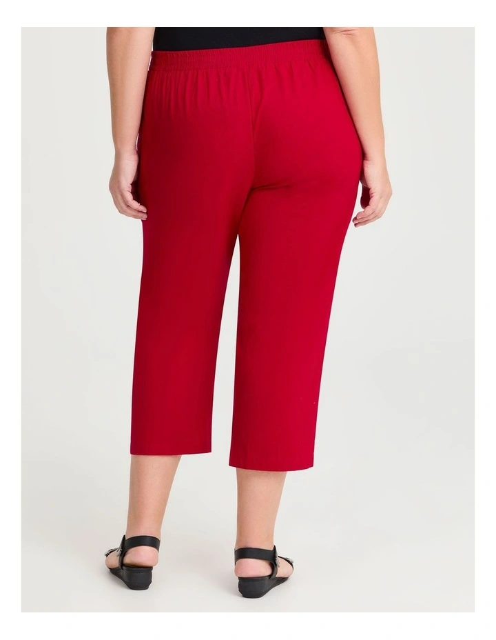 Cotton Linen Wide Leg Pant in Ribbon Red image 2