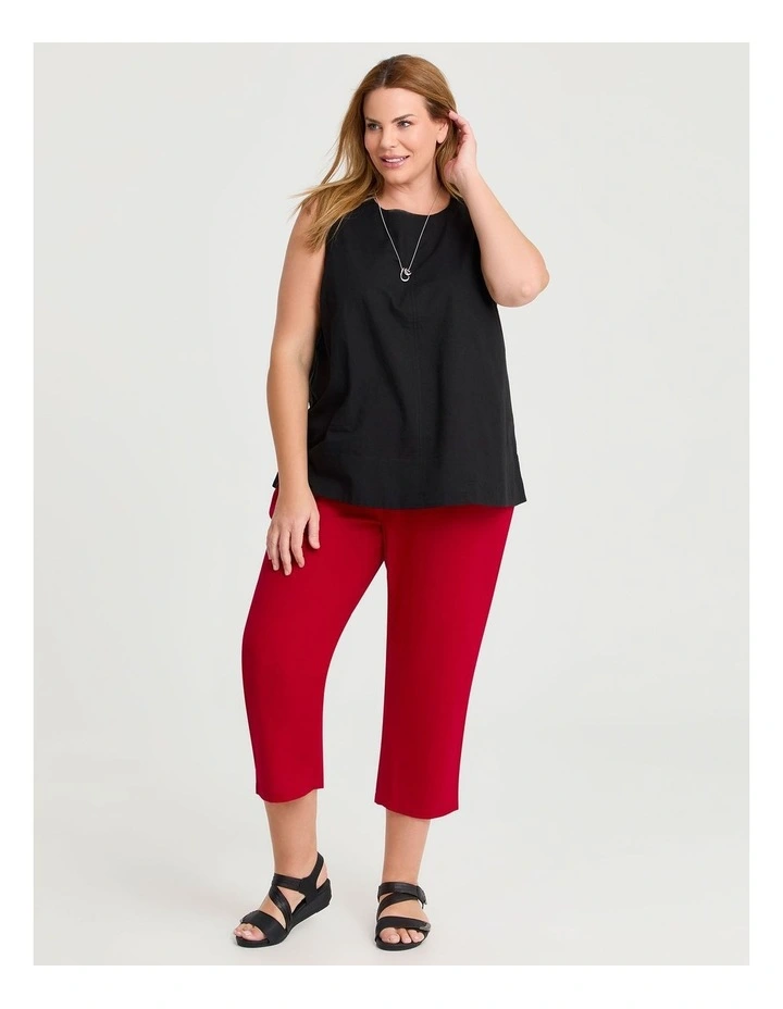 Cotton Linen Wide Leg Pant in Ribbon Red image 3