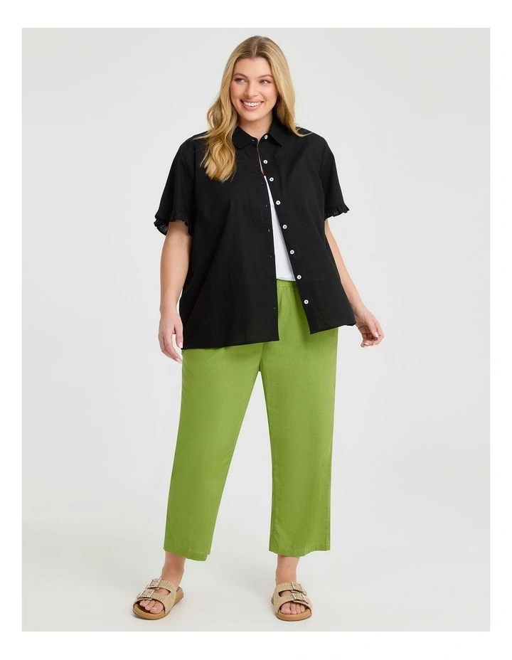 Cotton Linen Frill Shirt Black image 3