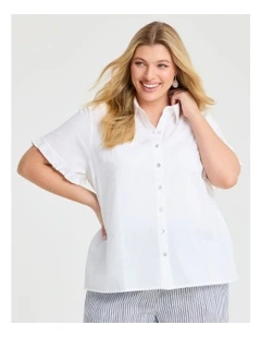 Cotton Linen Frill Shirt White
