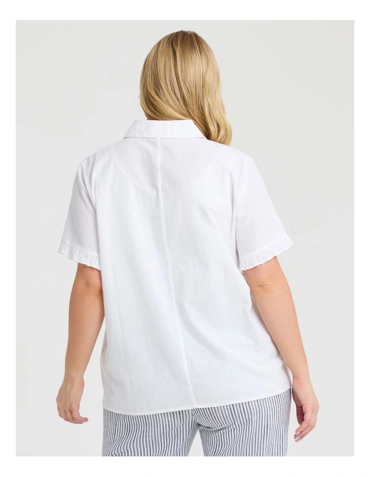 Cotton Linen Frill Shirt White image 2