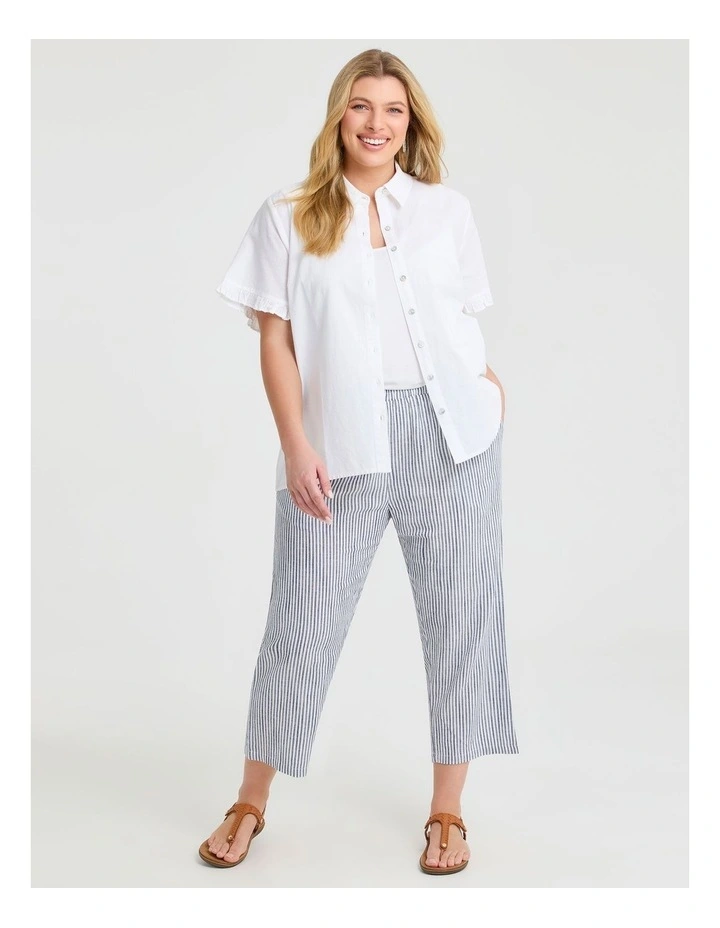 Cotton Linen Frill Shirt White image 3