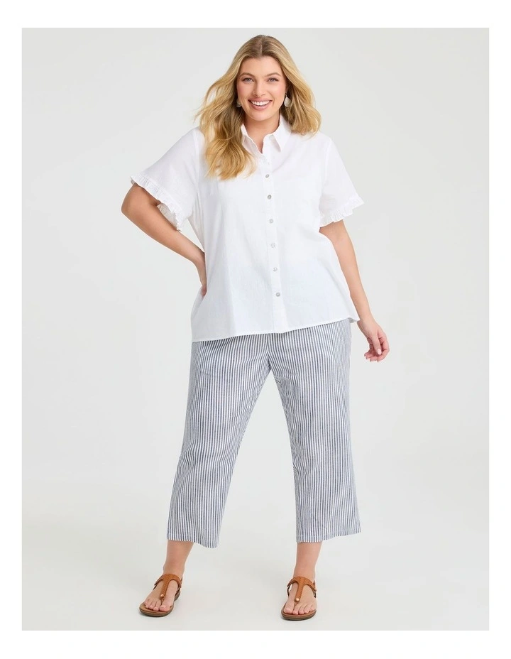 Cotton Linen Frill Shirt White image 4