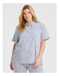 Cotton Linen Frill Shirt Stripe