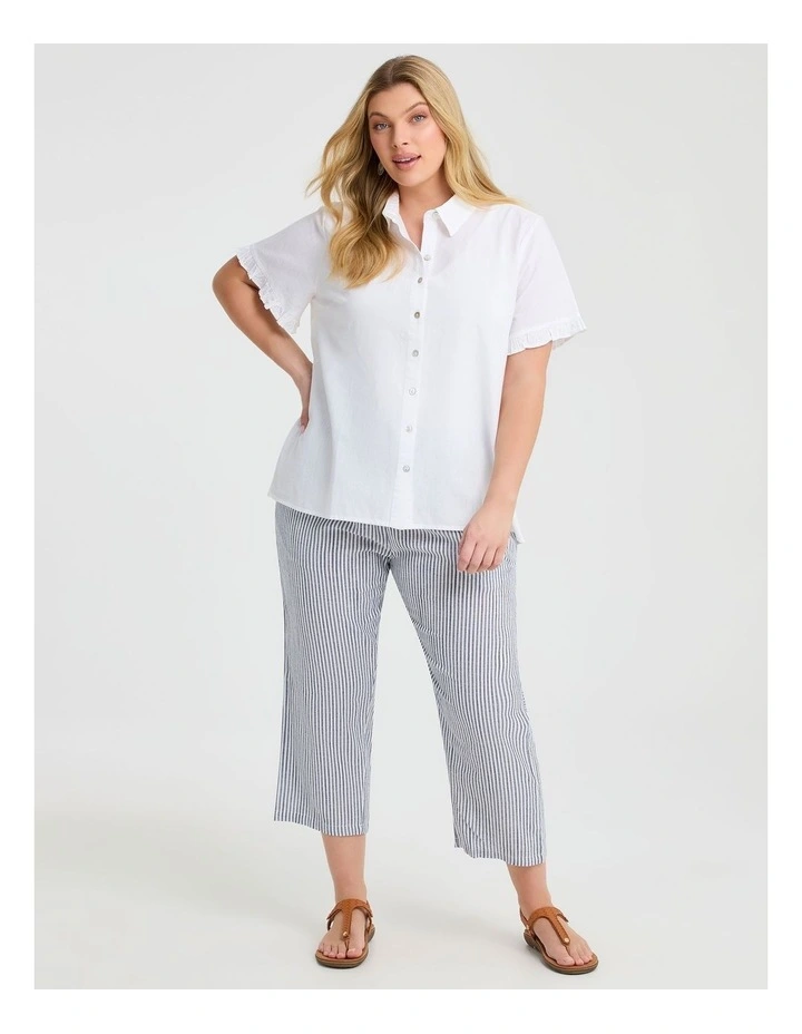 Cotton Linen Notch Neck Top White image 4