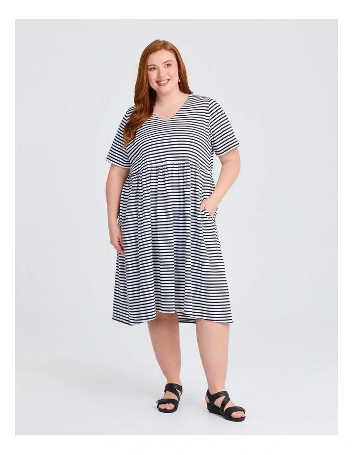 Sabina Stripe Dress Black image 1