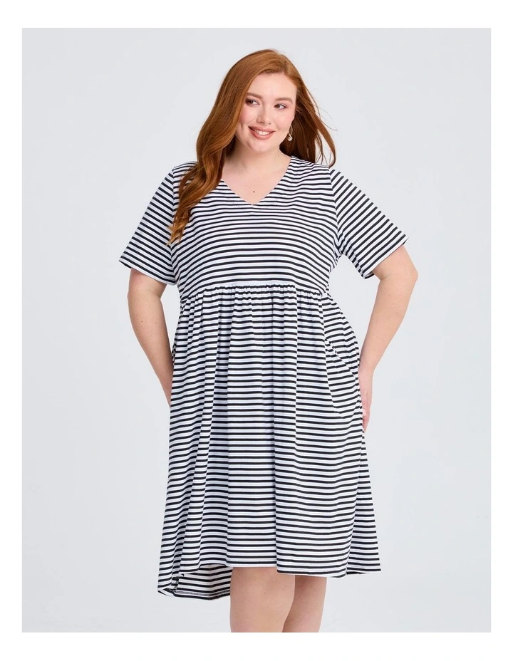 Sabina Stripe Dress Black image 3