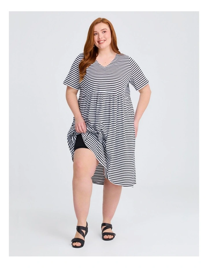 Sabina Stripe Dress Black image 4