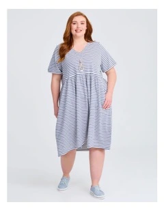 Sabina Stripe Dress Steel