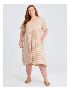 Sabina Stripe Dress Caramel