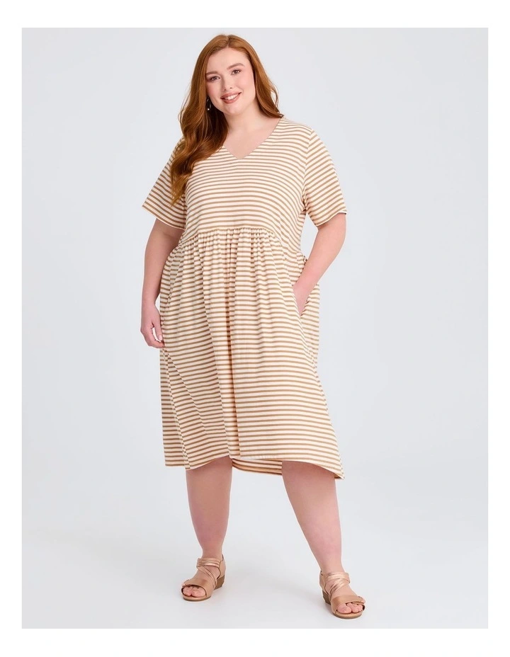 Sabina Stripe Dress Caramel image 1