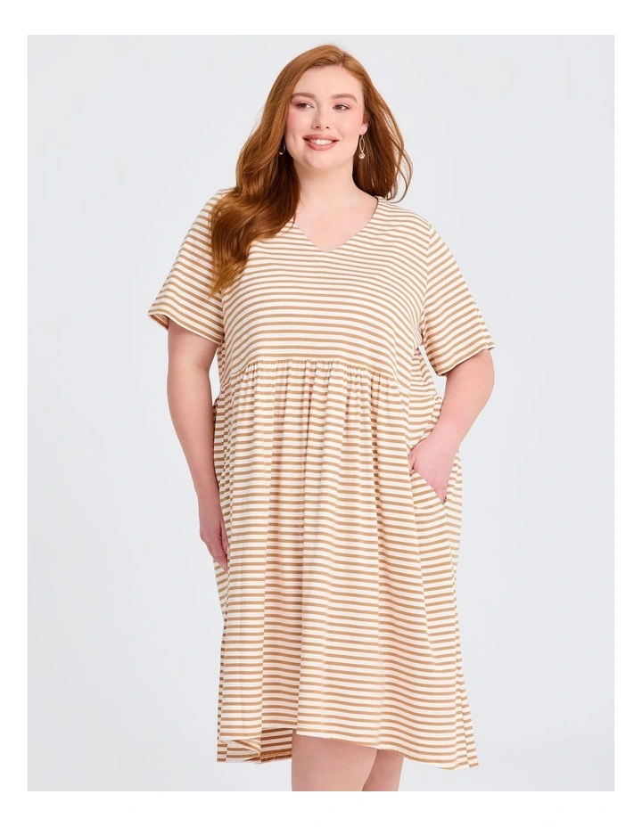 Sabina Stripe Dress Caramel image 3