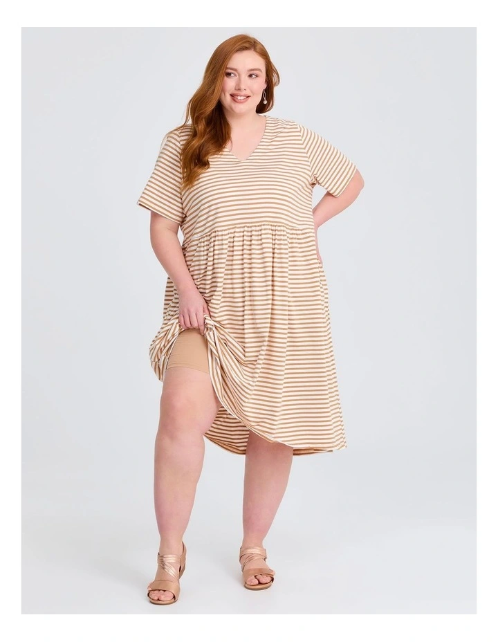 Sabina Stripe Dress Caramel image 4