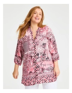 Charm Tie Detail Natural Shirt Print