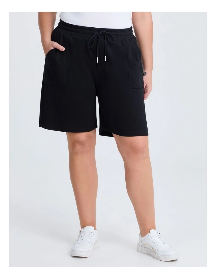 Pull On Sweat Short in Black image 1