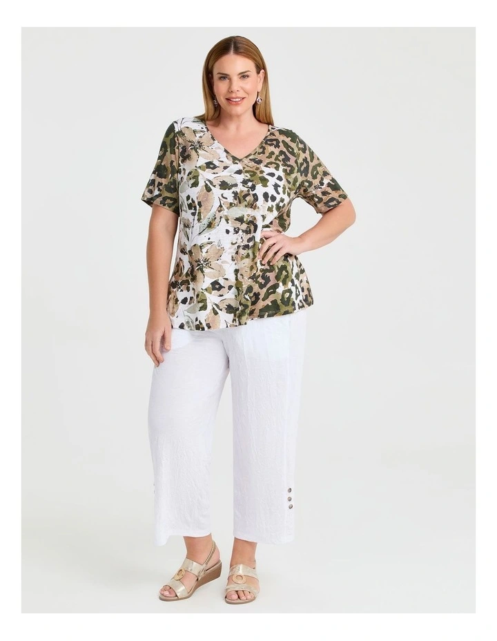 Jungle Fever Cotton Modal Slub Top in Multi image 3