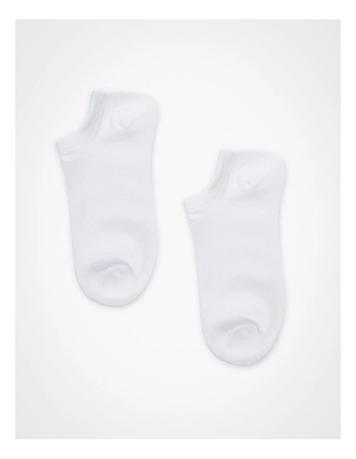 5 Pack White Bamboo Ankle Socks in White image 4