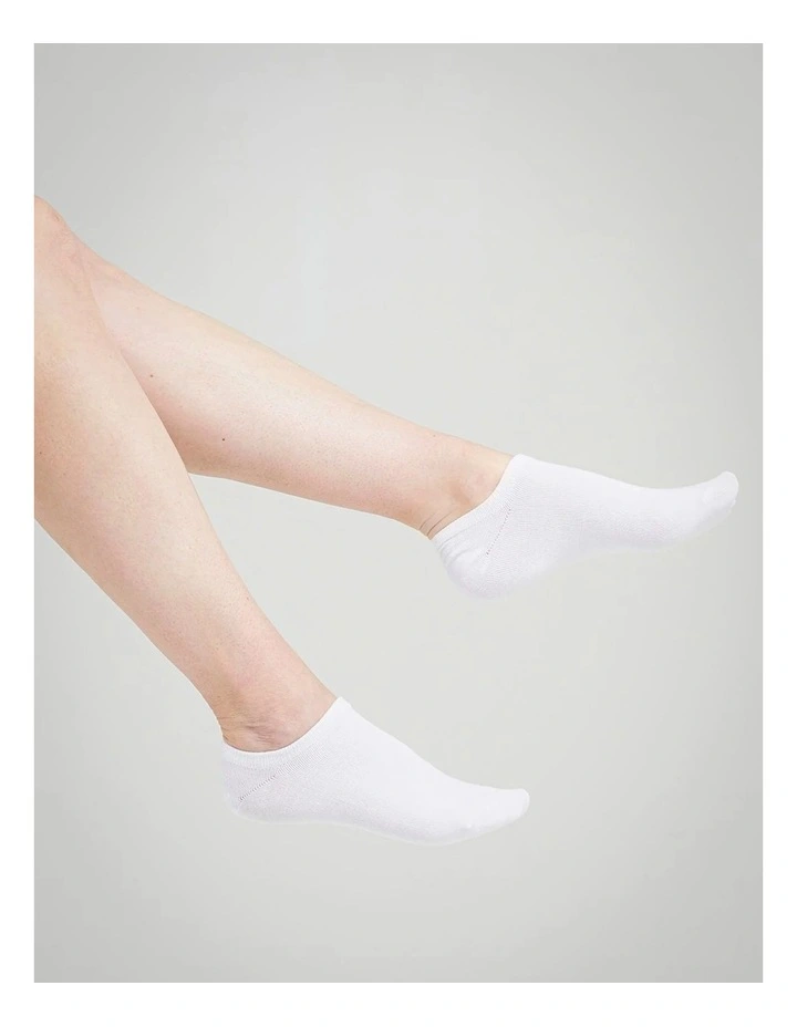 5 Pack White Bamboo Ankle Socks in White image 5
