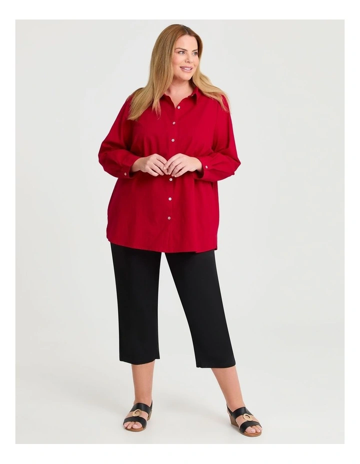 Cotton Linen Essential Shirt in Ribbon Red image 4