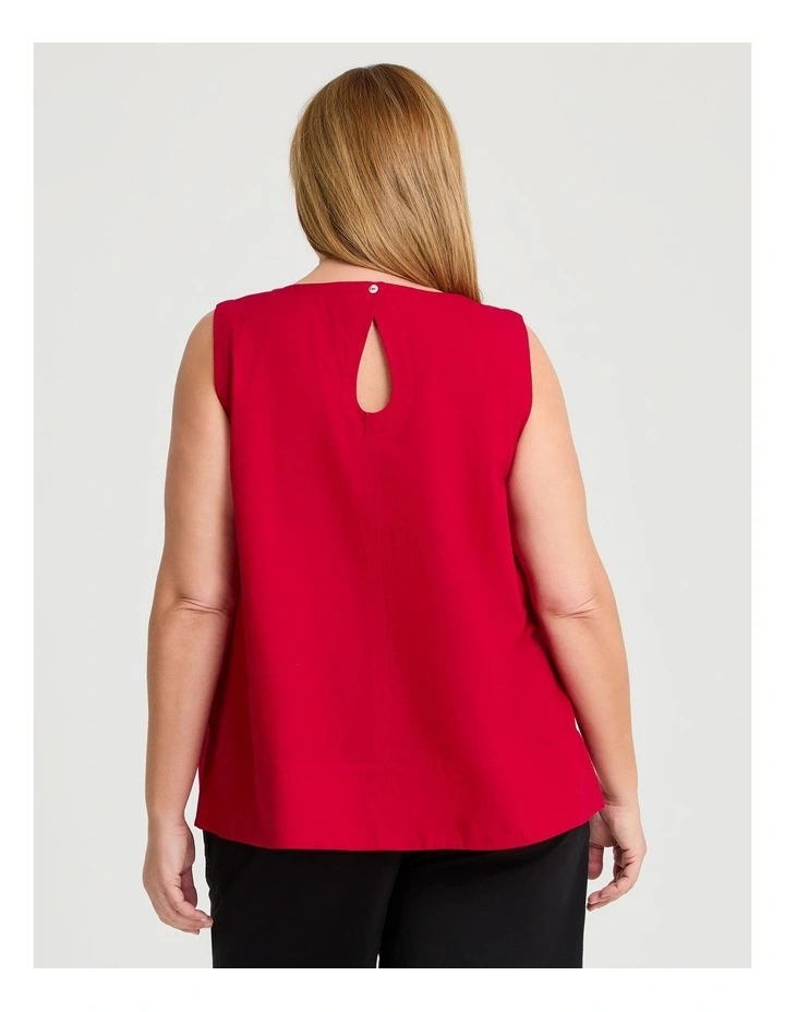 Cotton Linen Sleeveless Top Ribbon Red image 2