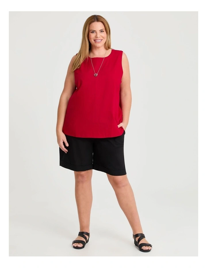 Cotton Linen Sleeveless Top Ribbon Red image 3