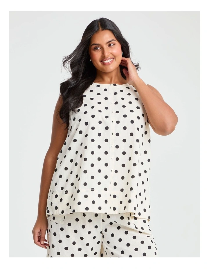 Cotton Linen Sleeveless Top in Spot image 1