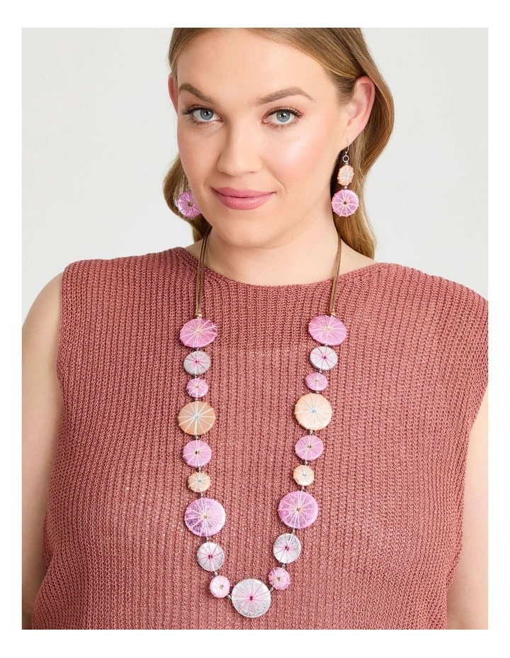 Threaded Bead Necklace Blush image 2