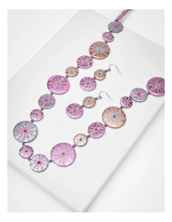Threaded Bead Necklace Blush image 3